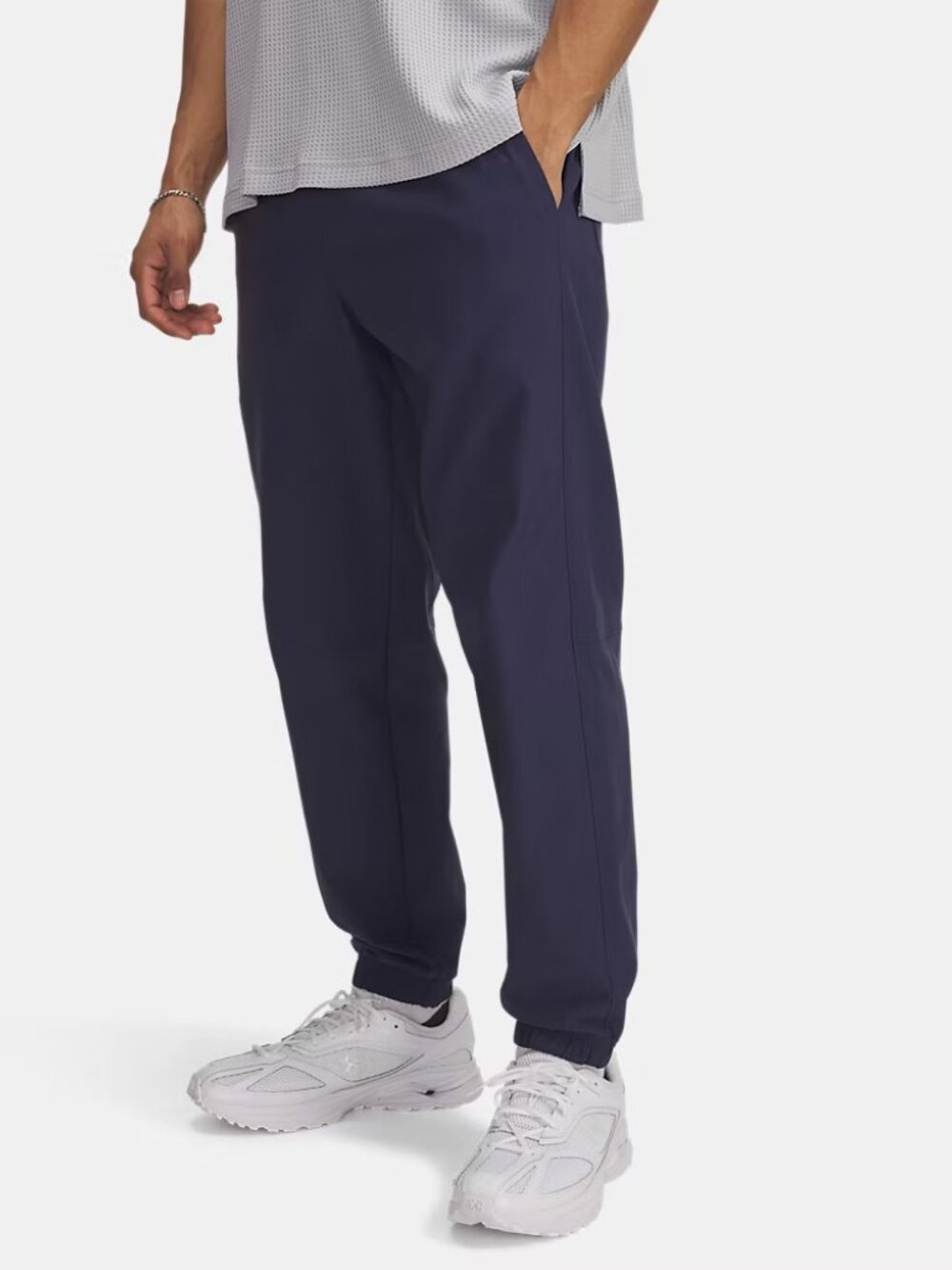 Under Armour Mens Washed Navy Elastic Waist Icon Woven Jogger Pants